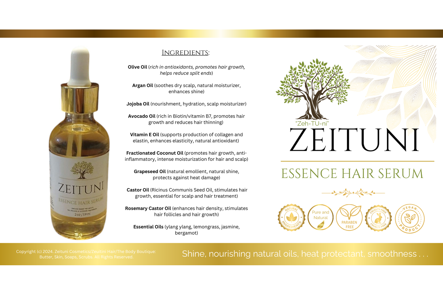 Zeituni Hair Essence Oil (8oz.) & Essence Hair Serum (2oz.) - Large Combination Pack